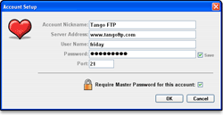 Tango FTP - Account setup