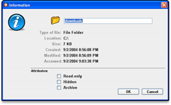 Tango FTP - Info Dialog Box