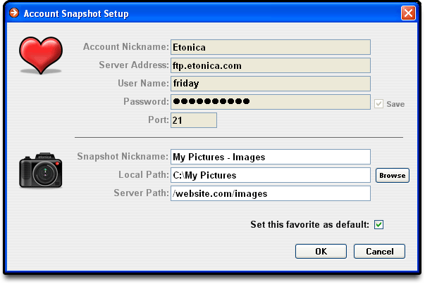 Tango FTP Account Snapshot Setup