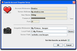 Tango FTP - Favorite Account Snapshot Setup